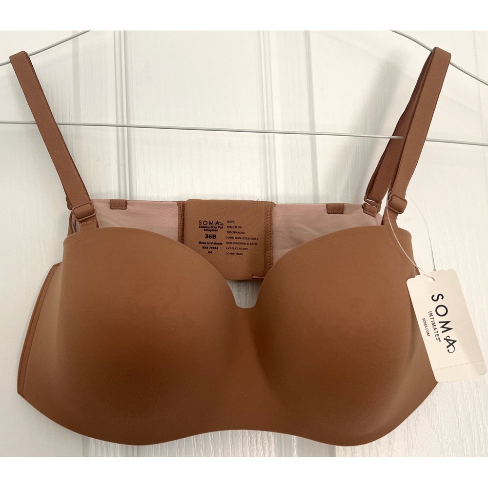 Soma Enbliss Stay-Put Strapless Bra 36B Warm Sienna NWT